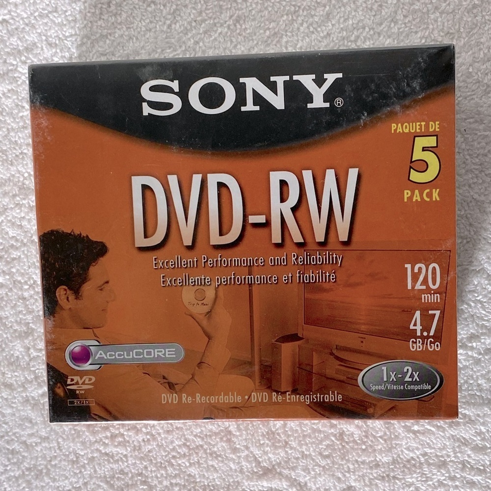 Sony DVD-RW Blank Rerecordable DVD 5 Pack